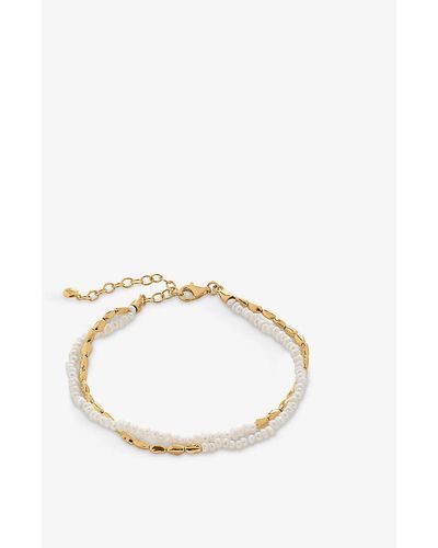 Monica Vinader Mini nugget 18ct Yellow -plated Vermeil Sterling-silver And Pearl Bracelet - Metallic