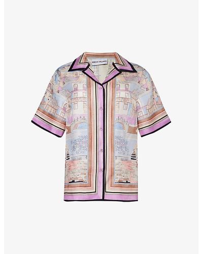 Rebecca Vallance Parfait Graphic-pattern Silk Shirt - Purple