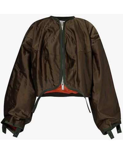 Sacai Asymmetric-hem Cropped Woven-blend Jacket - Natural