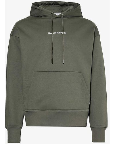 Daily Paper Logo-embroidered Kangaroo-pocket Cotton-jersey Hoody X - Green