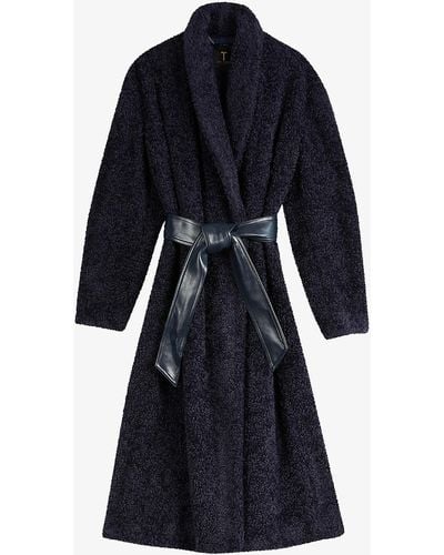 Ted Baker Keiisha Belted Faux-fur Wrap Coat - Blue
