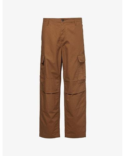 Carhartt Brand-appliqué Straight-leg Cotton Cargo Trousers X - Brown
