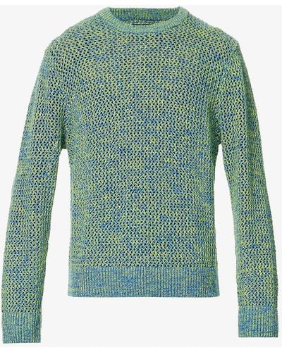 Stussy Crewneck Dropped-shoulder Cotton-knit Sweater - Green