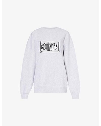 ROTATE SUNDAY Brand-embroidered Relaxed-fit Organic-cotton Sweatshirt X - White