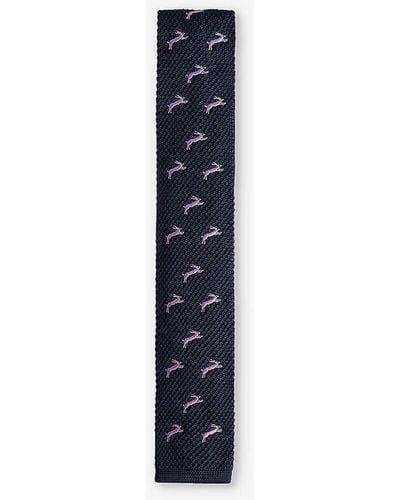 Ted Baker Vy Sanfred Hare-embroidered Knitted Tie - Blue