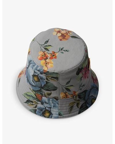 Prada Reversible Printed Cotton Bucket Hat - Gray