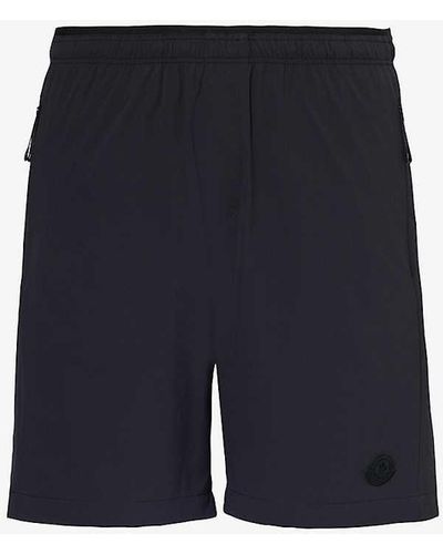 Moncler Brand-patch Elasticated-waist Stretch-woven Shorts - Blue