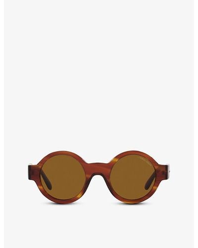 Giorgio Armani Ar903m Round Acetate Sunglasses - Brown