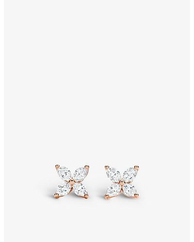 Tiffany & Co. Tiffany Victoria® 18ct Rose-gold And 0.64ct Diamond Stud Earrings - White