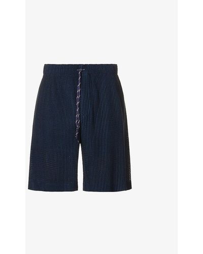Homme Plissé Issey Miyake Pleated Relaxed-fit Woven Shorts - Blue