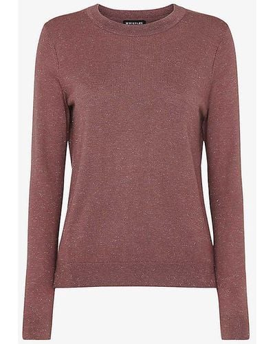Whistles Annie Crew-neck Sparkle-knit T-shirt - Red