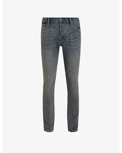AllSaints Rex Faded Slim-fit Stretch-denim Jeans - Blue