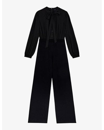 Ted Baker Leot High-neck Fitted-waist Stretch-woven Jumpsuit - Black