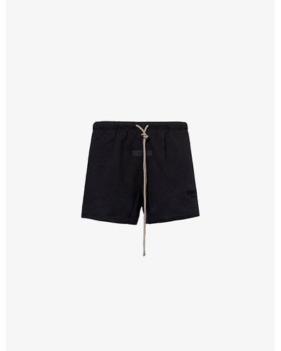 Fear Of God Brand-patch Relaxed-fit Cotton-blend Shorts - Black