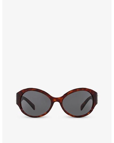 Celine Cl40271i Triomphe Oval-frame Acetate Sunglasses - Black