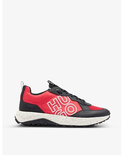 HUGO Logo-embroidered Low-top Woven Sneakers