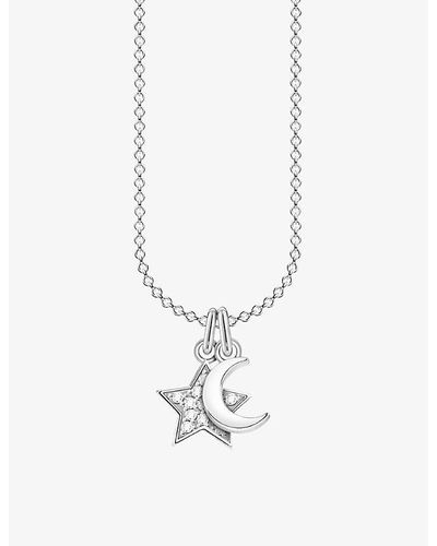 Thomas Sabo Magic Stars Sterling Silver Cubic Zirconia Moon And Star Necklace - White