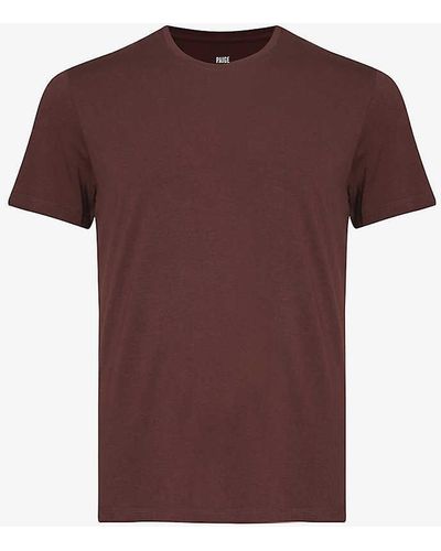 PAIGE Cash Crewneck Cotton-blend T-shirt Xx - Brown
