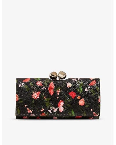 Ted Baker Paitiia Floral-print Faux-leather Travel Wallet - Green