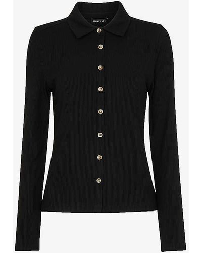 Whistles Ribbed Stretch-woven Shirt - Black