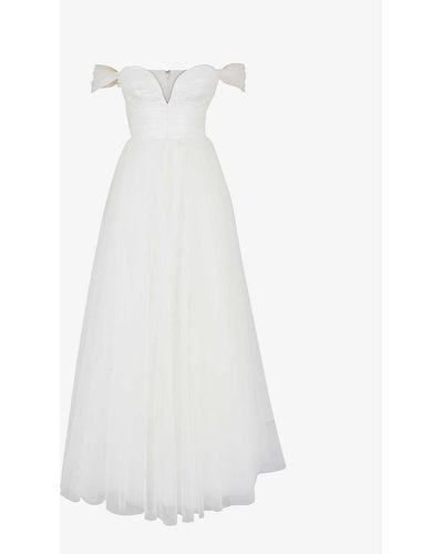 House Of Cb Fairytale Off-the-shoulder Tulle Bridal Gown - White