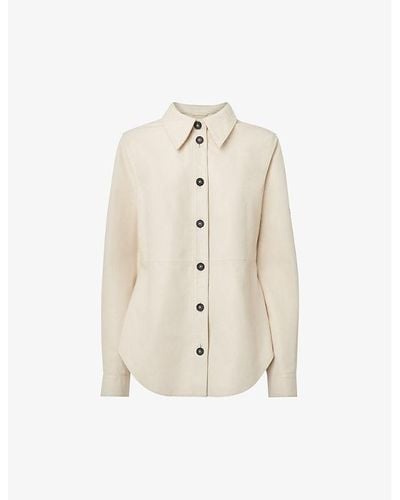 Whistles Kelly Slim-fit Leather Shirt - White