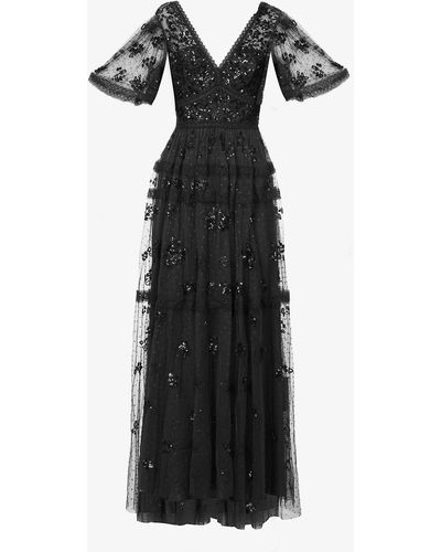 Needle & Thread Shimmer Primrose Sequin-embellished Woven Maxi Dress - Black