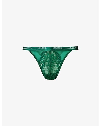 Lounge Underwear Blossom High-rise Stretch-lace Thong X - Green