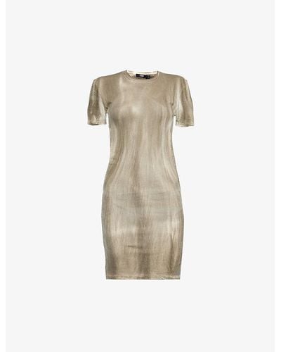 Jaded London Faded-wash Round-neck Cotton-jersey Mini Dress - Natural