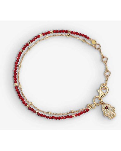 Astley Clarke Biography Hamsa Hand-charm Red-carnelian 18ct Gold-vermeil Bracelet - White