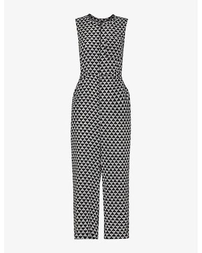 Whistles Checkerboard-pattern Ankle-length Woven Jumpsuit - Black