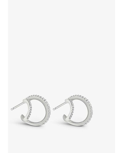 Astrid & Miyu Illusion Recycled Sterling And Cubic Zirconia Hoop Earrings - Metallic