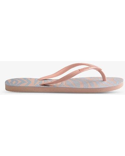 Havaianas Slim Zebra-print Rubber Flip-flops - Pink