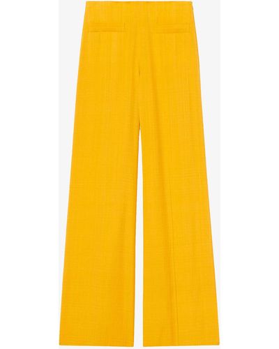 Sandro Tailored Wide-leg High-rise Woven Trousers - Yellow