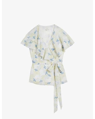 Ted Baker Gemmiaa Floral-print Woven Top - White