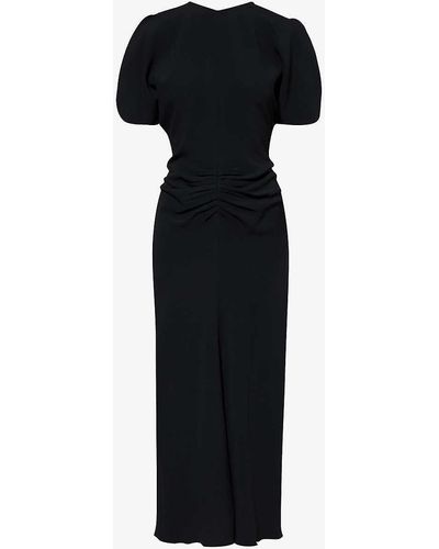 Victoria Beckham Slim-fit Ruched Stretch-woven Maxi Dress - Black