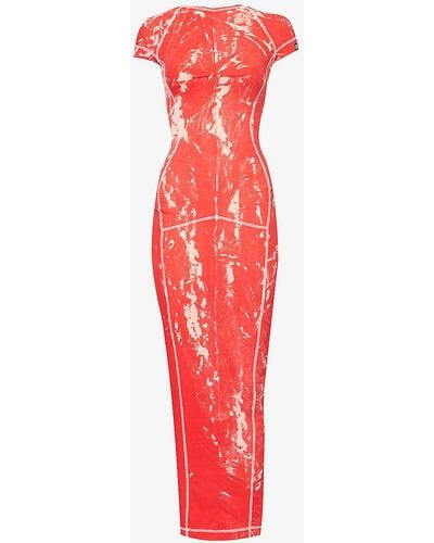 KNWLS Raze Abstract-pattern Cotton-jersey Maxi Dres - Red