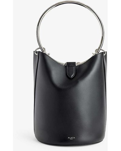 Alaïa Ring Leather Shoulder Bag - Black