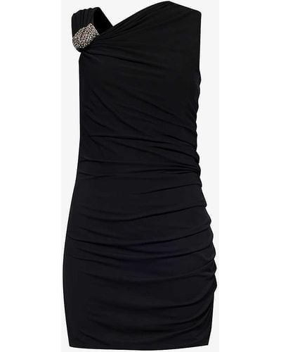 Alexander McQueen Crystal-embellished Slim-fit Woven Mini Dress - Black