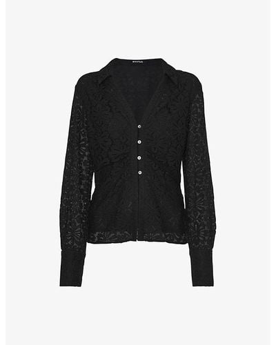 Whistles Amelia Floral-lace Cotton-blend Shirt - Black