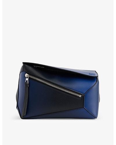 Loewe Vy Blue Puzzle Edge Small Leather Belt Bag