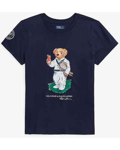 Ralph Lauren X Wimbledon Logo-print Recycled Cotton-blend T-shirt - Blue
