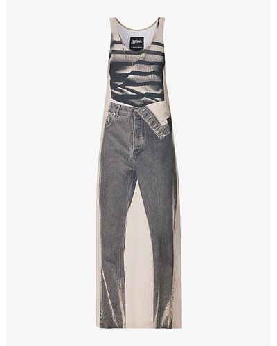Y. Project X Jean Paul Gaultier Marinier Stretch-woven Maxi Dress - Grey