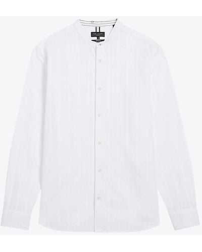 Ted Baker Fier Textured-stripe Regular-fit Cotton Shirt - White