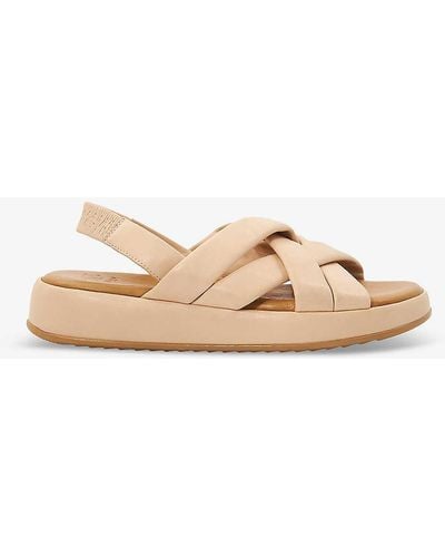 Dune Laters Cross-weave Leather Sandals - Natural