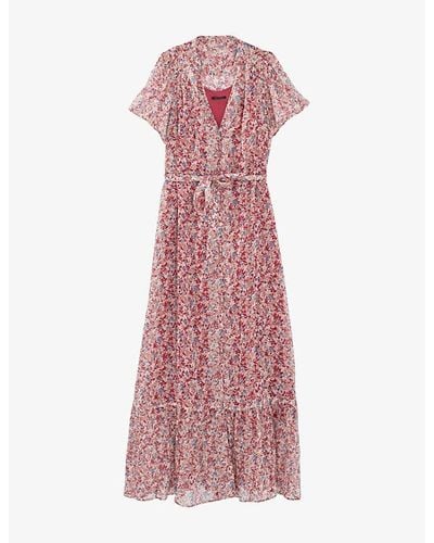 IKKS Floral-print Woven Maxi Dress - Pink
