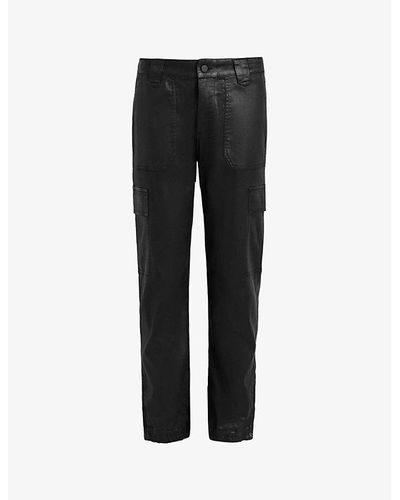 AllSaints Nola Slim-fit High-rise Stretch-coated Pants - Black