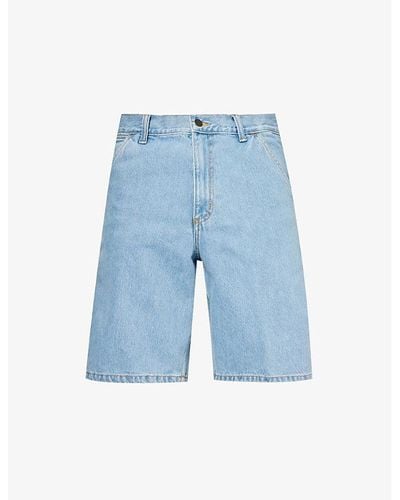 Carhartt High-rise Branded-patch Denim Shorts - Blue
