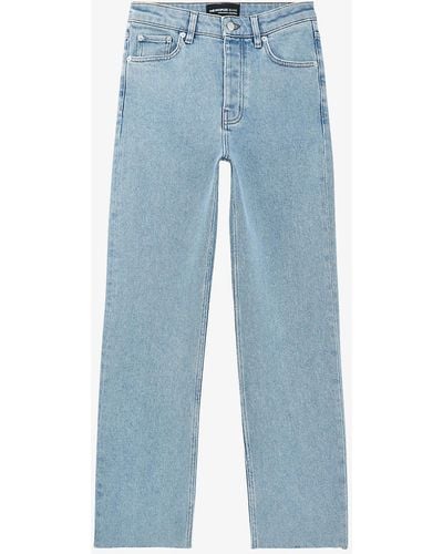 The Kooples Cropped Raw-hem Slim-fit Stretch-denim Jeans - Blue