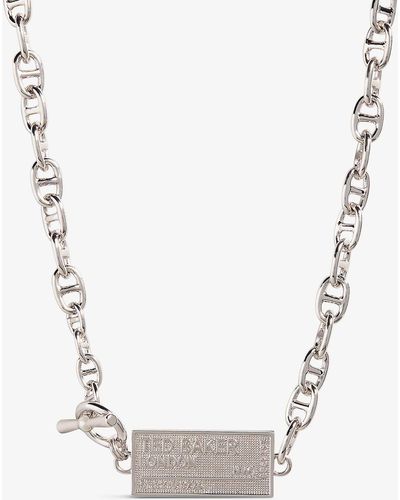 Ted Baker Postcode Charm Brass Necklace - Metallic